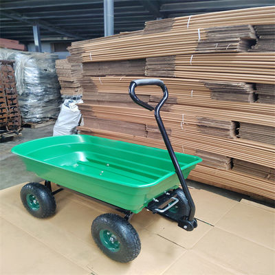 75L 4 Wheel Garden Dump Cart حديقة قلابة عربة مع إطارات هوائية