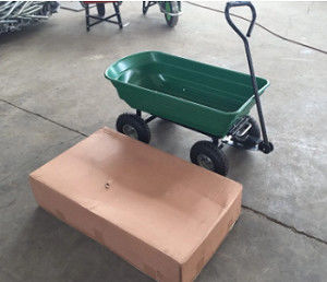 75L Poly Body Garden Dump Cart كبيرة السعة بولي تفريغ عربة مع وظيفة البقشيش