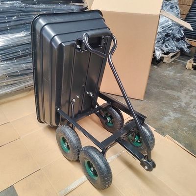 75L Poly Body Garden Dump Cart كبيرة السعة بولي تفريغ عربة مع وظيفة البقشيش